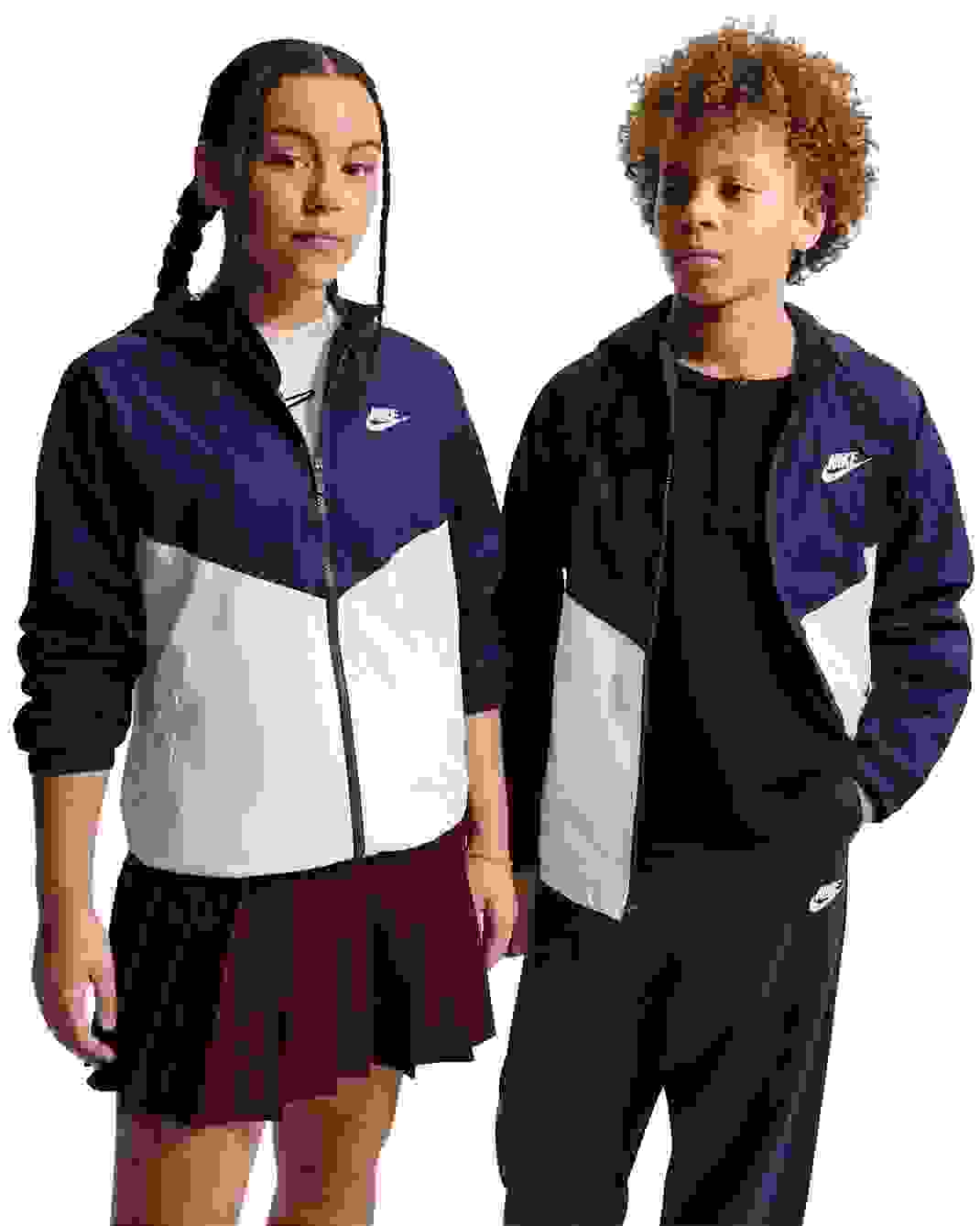 Nike Sportswear Windrunner Hooded Repel Big Kids' Navy/White Jacket